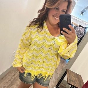 POL Catch The Sunset Distressed Sweater - new with tags